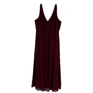 Birdy Grey Chiffon Sleeveless Dress Bridesmaid Formal Maroon Size 2X surplice